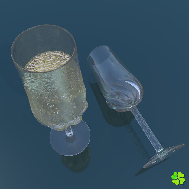 Carved glass of champagne low poly Low-poly 3D model_11