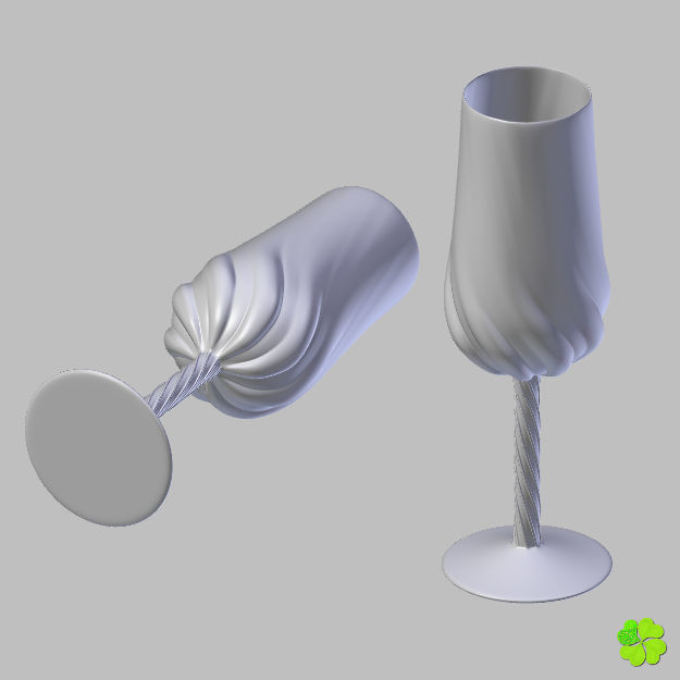 Carved glass of champagne low poly Low-poly 3D model_23