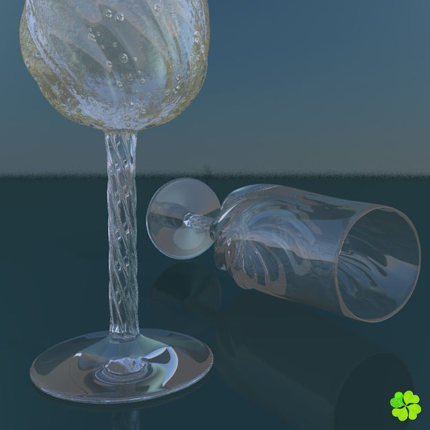 Carved glass of champagne low poly Low-poly 3D model_9
