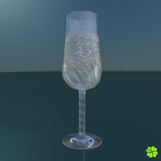 Carved glass of champagne low poly Low-poly 3D model_4