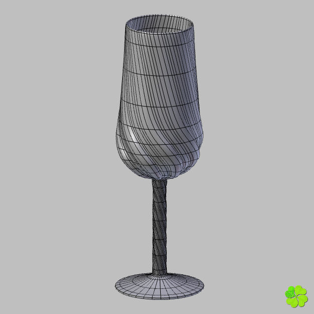 Carved glass of champagne low poly Low-poly 3D model_17