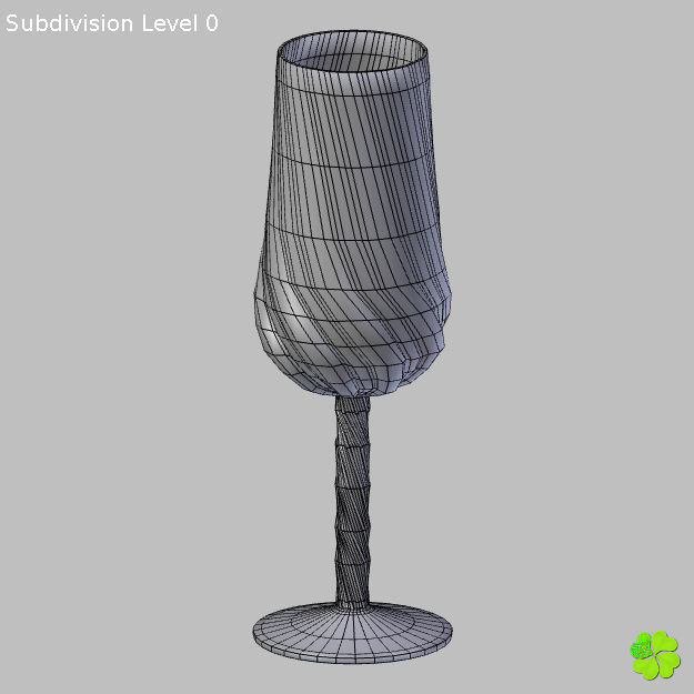 Carved glass of champagne low poly Low-poly 3D model_18
