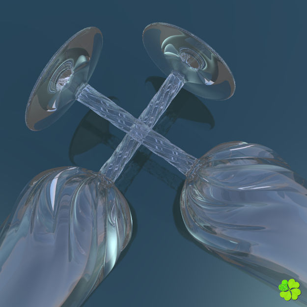 Carved glass of champagne low poly Low-poly 3D model_10