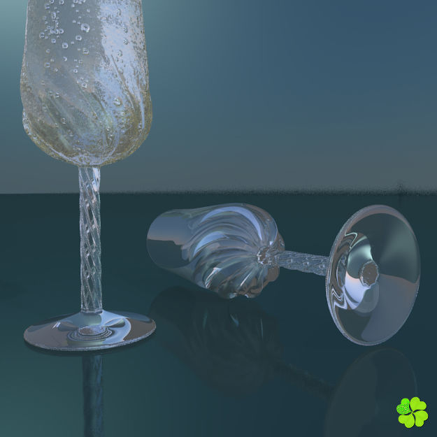 Carved glass of champagne low poly Low-poly 3D model_7