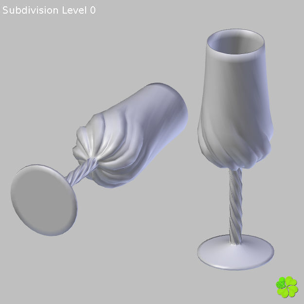 Carved glass of champagne low poly Low-poly 3D model_24