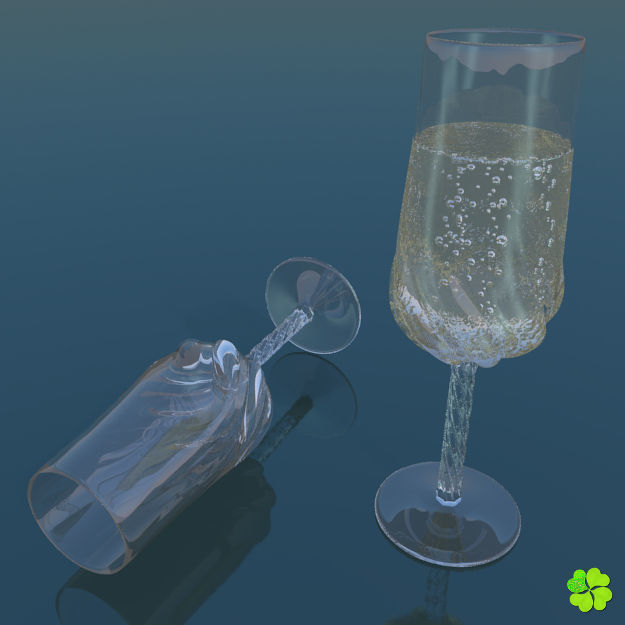 Carved glass of champagne low poly Low-poly 3D model_5