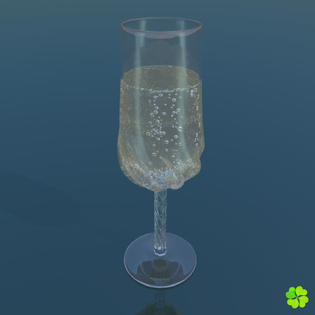 Carved glass of champagne low poly Low-poly 3D model_2