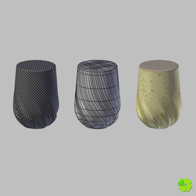 Carved glass of champagne low poly Low-poly 3D model_20