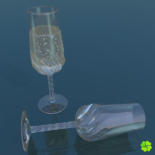 Carved glass of champagne low poly Low-poly 3D model_1