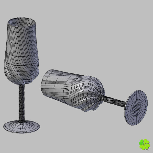 Carved glass of champagne low poly Low-poly 3D model_15