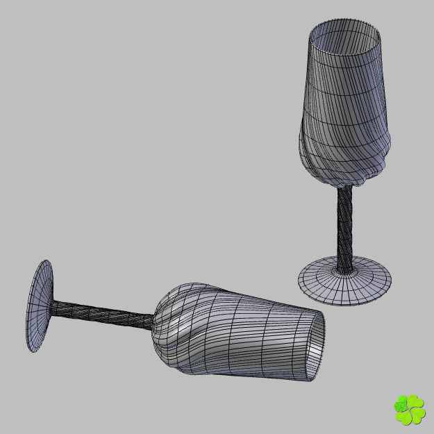 Carved glass of champagne low poly Low-poly 3D model_13