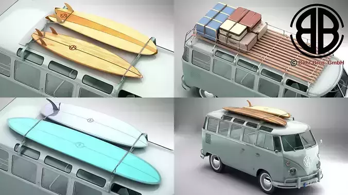 Volkswagen T1 Samba 1963 Accessories 3D model Volkswagen T1 Samba 1963 Accessories 3D model