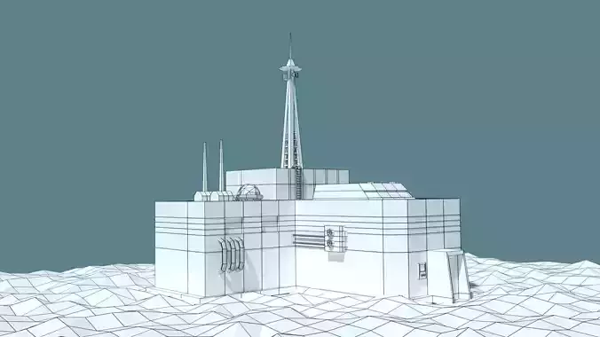 Low Poly Cartoony Sci Fi Building 2 Low-poly 3D model