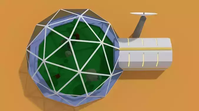 Low Poly Sci Fi Greenhouse Low-poly 3D model