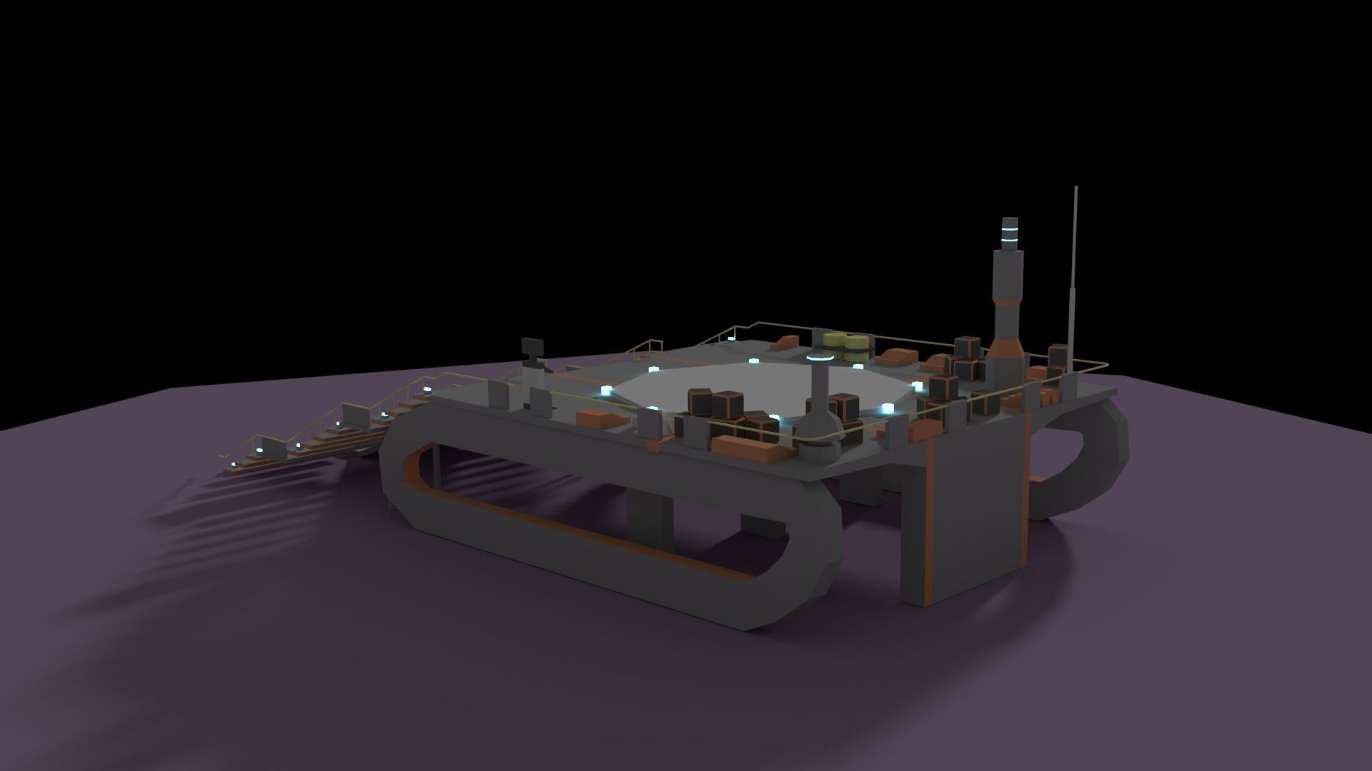 Low Poly Spaceship Platform Low-poly 3D model_5