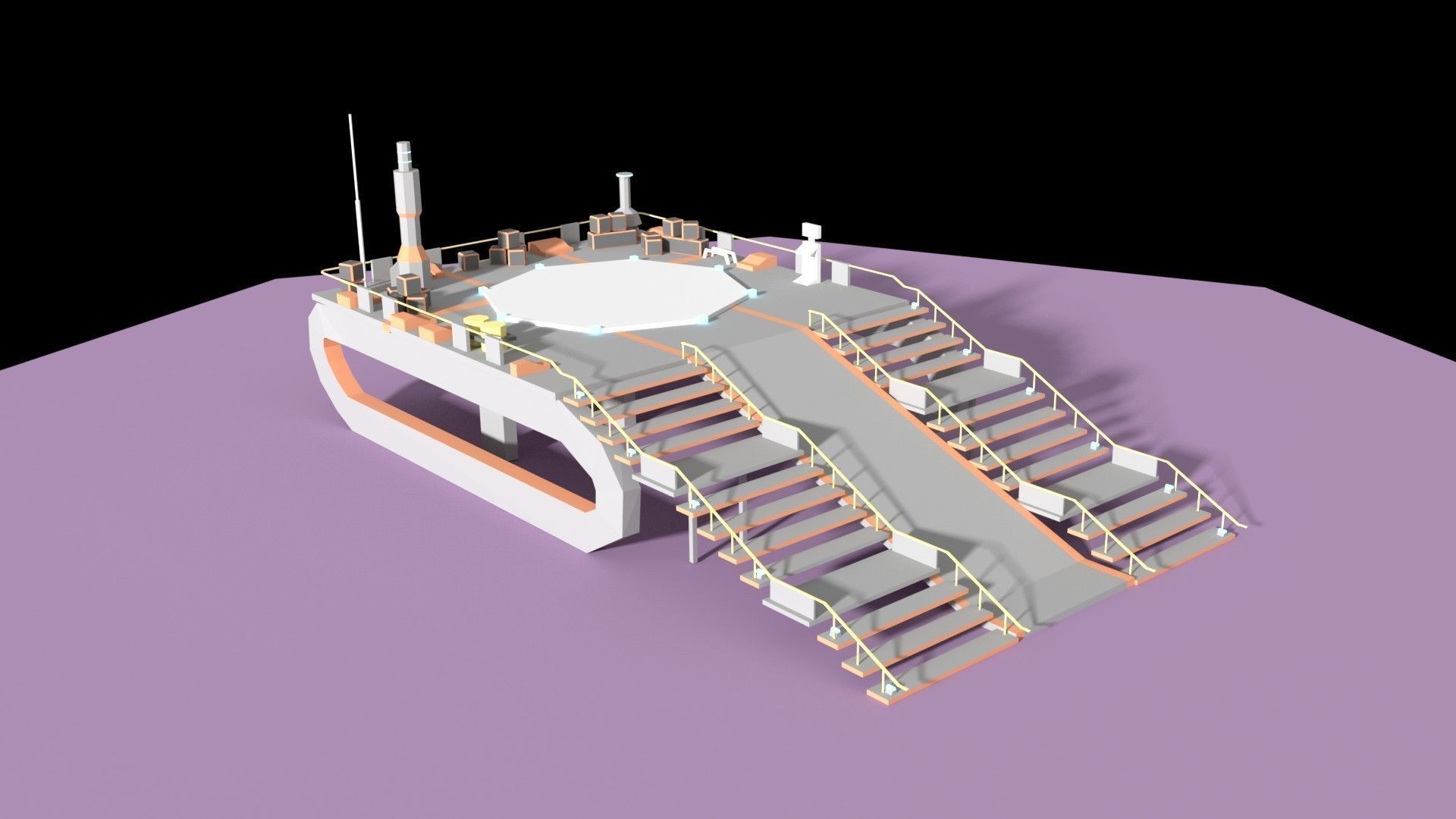 Low Poly Spaceship Platform Low-poly 3D model_2