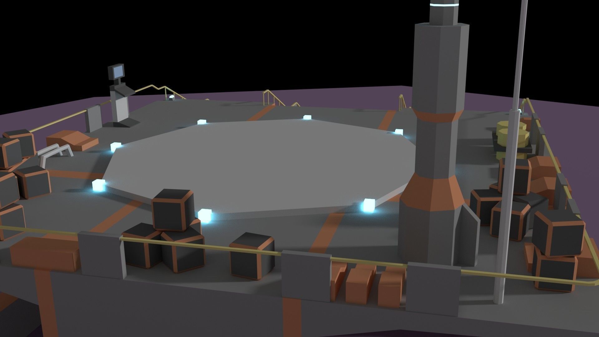 Low Poly Spaceship Platform Low-poly 3D model_12