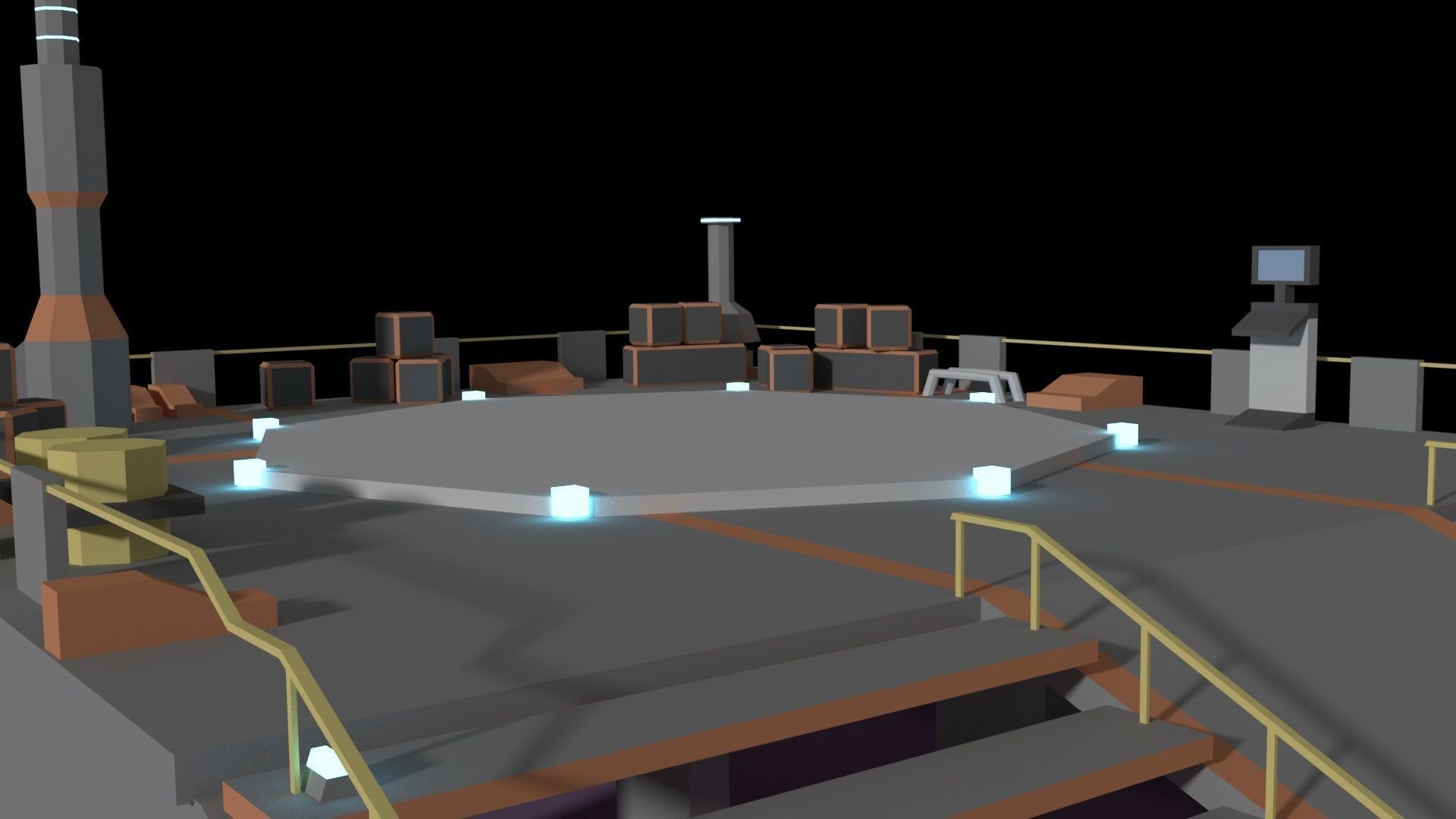 Low Poly Spaceship Platform Low-poly 3D model_13