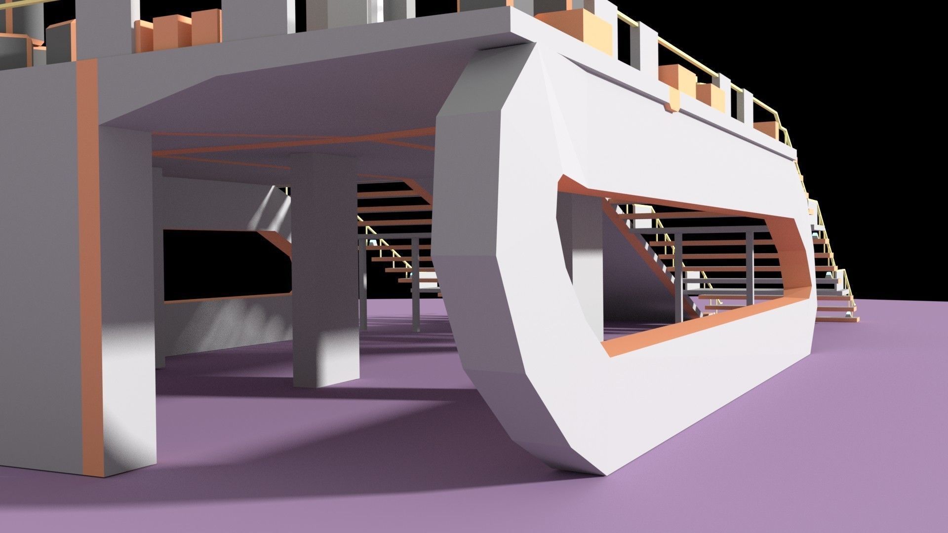 Low Poly Spaceship Platform Low-poly 3D model_3