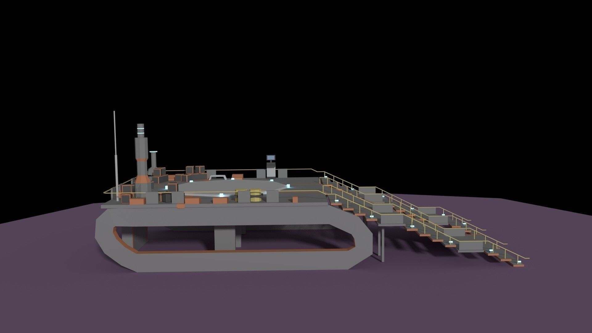Low Poly Spaceship Platform Low-poly 3D model_7