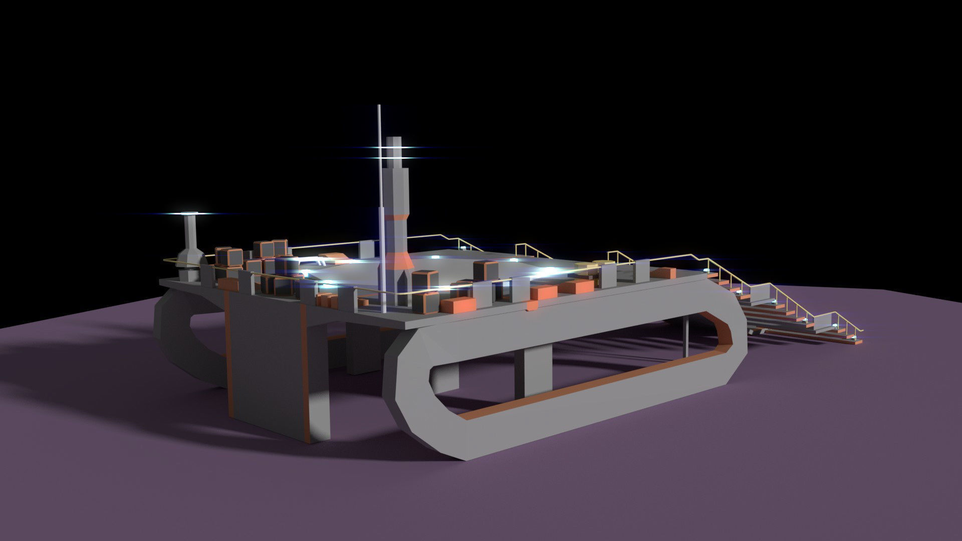 Low Poly Spaceship Platform Low-poly 3D model_6