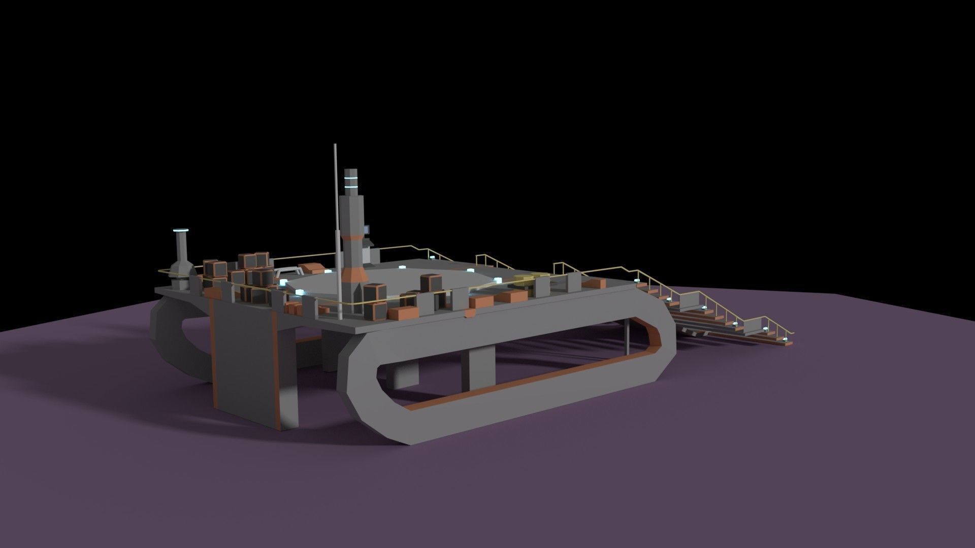 Low Poly Spaceship Platform Low-poly 3D model_8