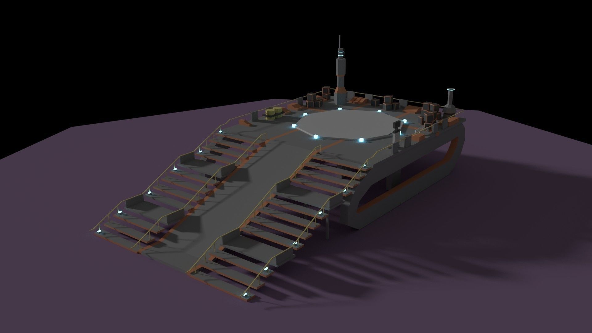 Low Poly Spaceship Platform Low-poly 3D model_4