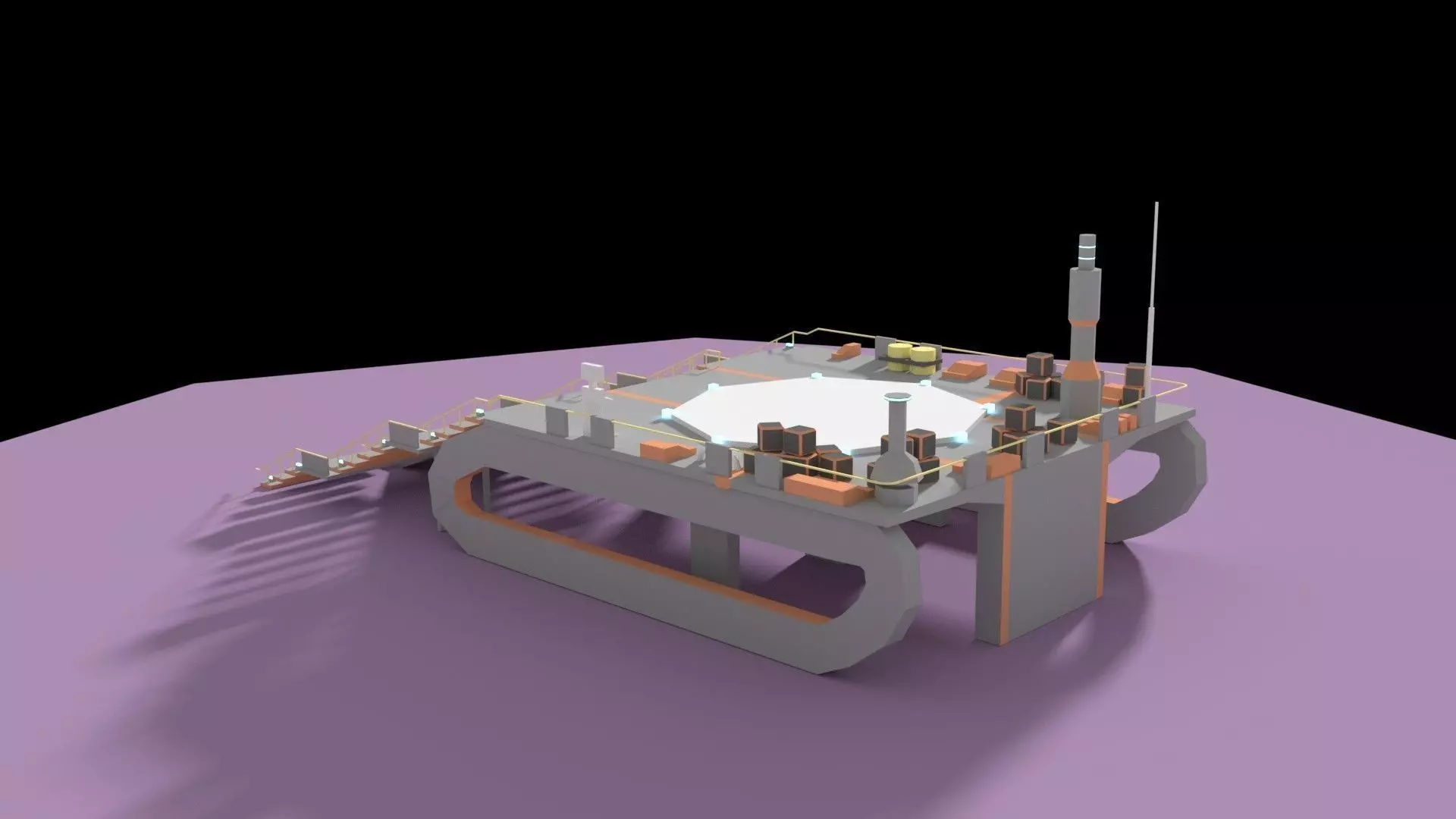 Low Poly Spaceship Platform Low-poly 3D model_0