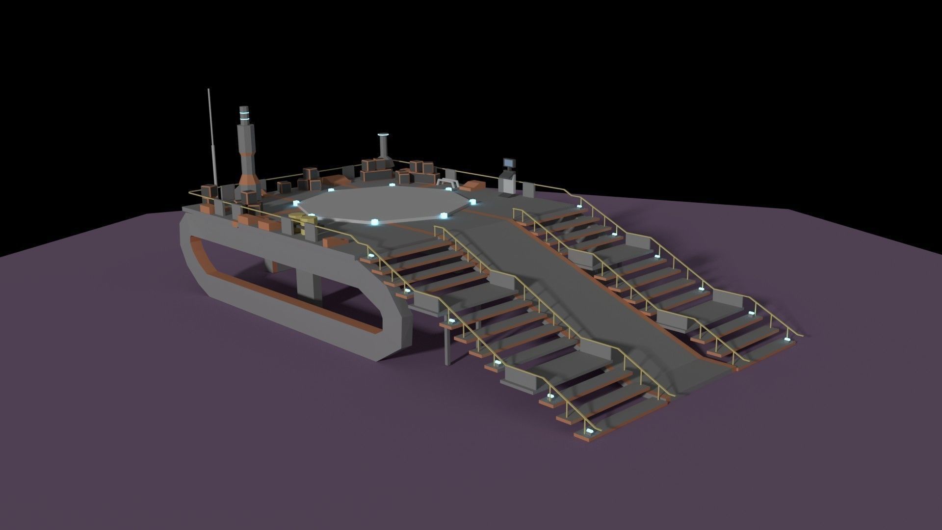Low Poly Spaceship Platform Low-poly 3D model_9