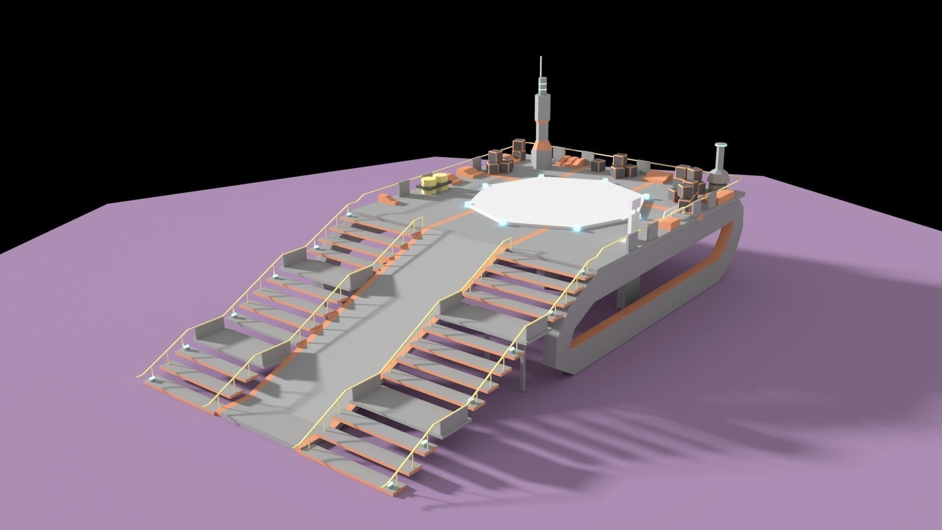 Low Poly Spaceship Platform Low-poly 3D model_1