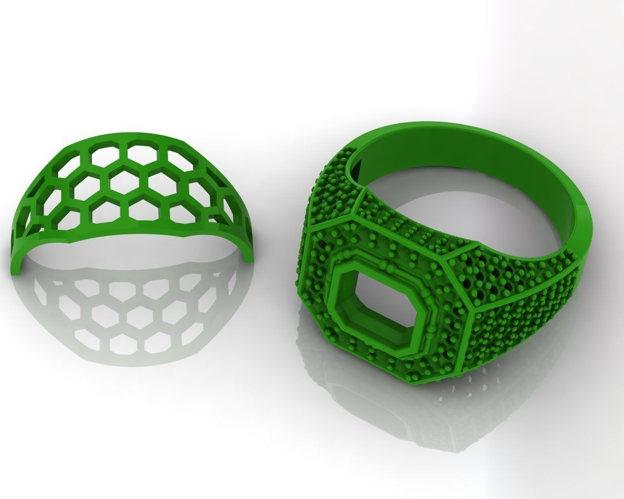 Ruby Yellow Gold Rings for Men 3D print model_7