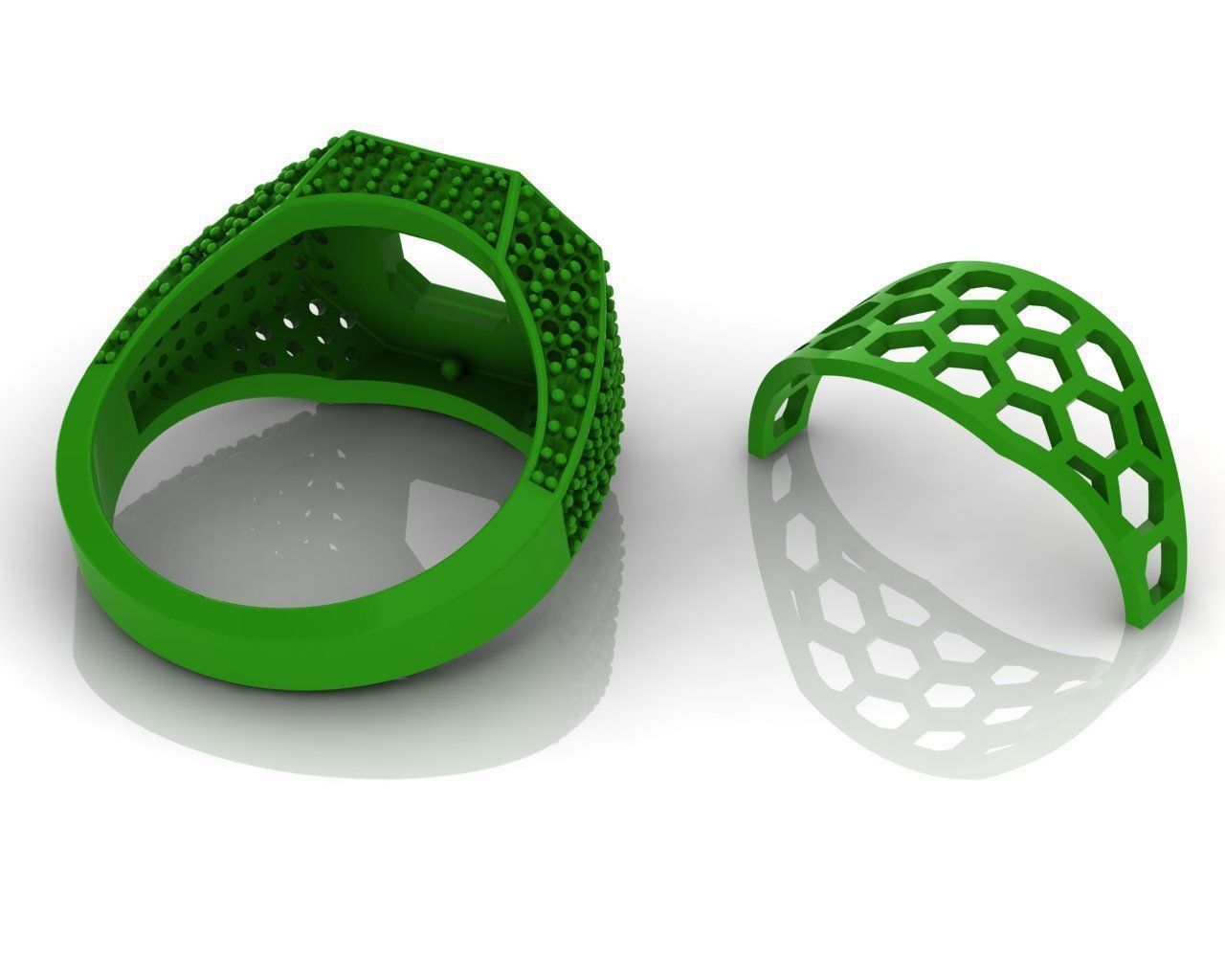 Ruby Yellow Gold Rings for Men 3D print model_8