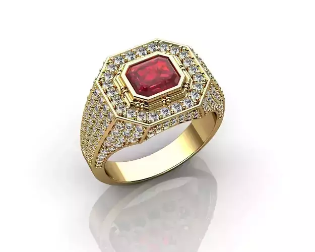 Ruby Yellow Gold Rings for Men
