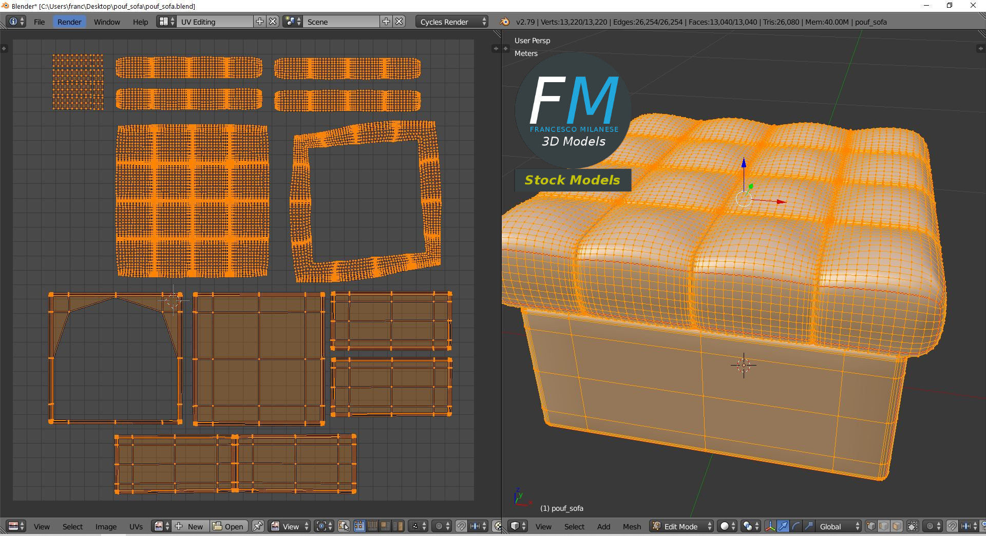 Pouf sofa 3D model_10