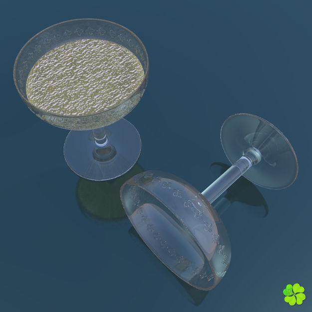 Classic glass engraved of champagne low poly Low-poly 3D model_6