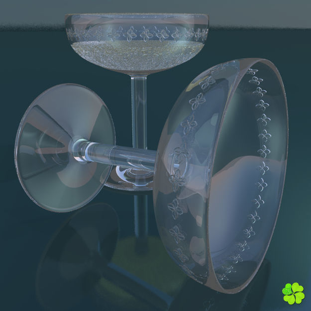 Classic glass engraved of champagne low poly Low-poly 3D model_1