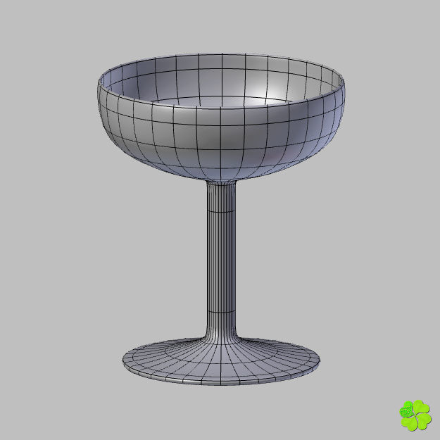 Classic glass engraved of champagne low poly Low-poly 3D model_20