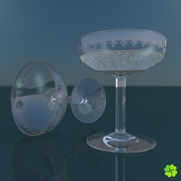 Classic glass engraved of champagne low poly Low-poly 3D model_7