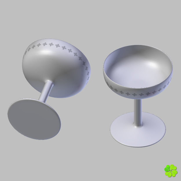 Classic glass engraved of champagne low poly Low-poly 3D model_26