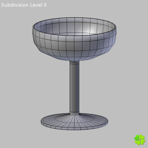 Classic glass engraved of champagne low poly Low-poly 3D model_21