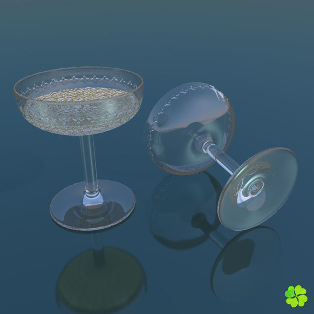 Classic glass engraved of champagne low poly Low-poly 3D model_3