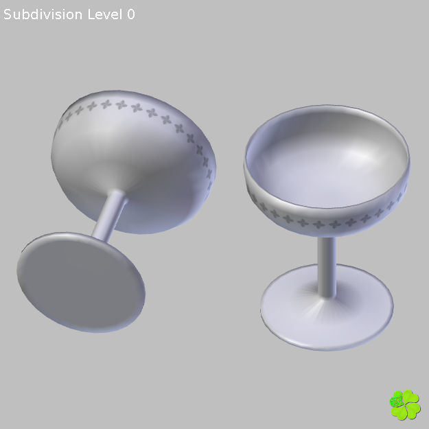 Classic glass engraved of champagne low poly Low-poly 3D model_27