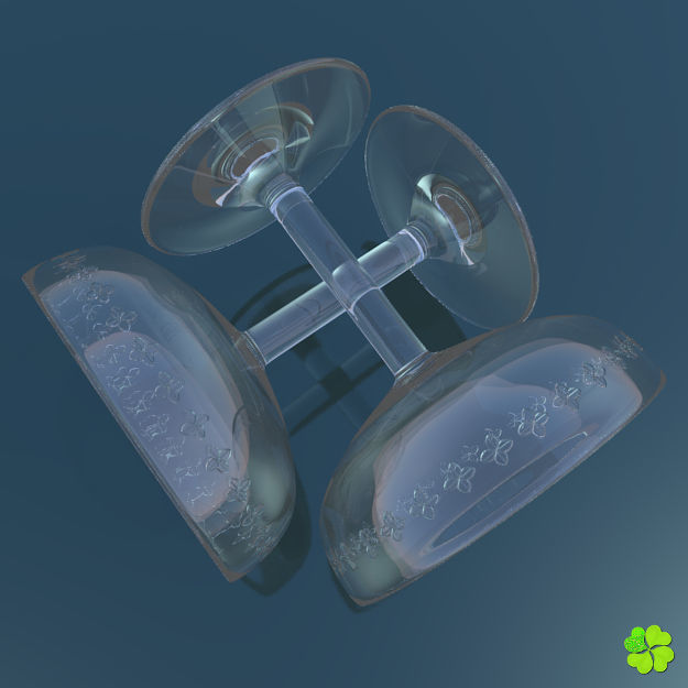 Classic glass engraved of champagne low poly Low-poly 3D model_9