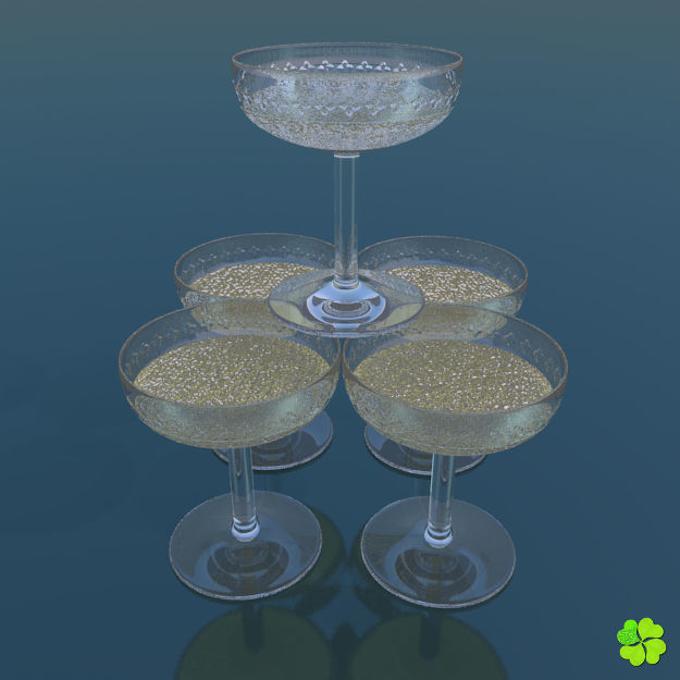 Classic glass engraved of champagne low poly Low-poly 3D model_11