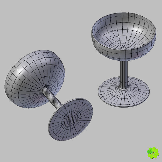 Classic glass engraved of champagne low poly Low-poly 3D model_18