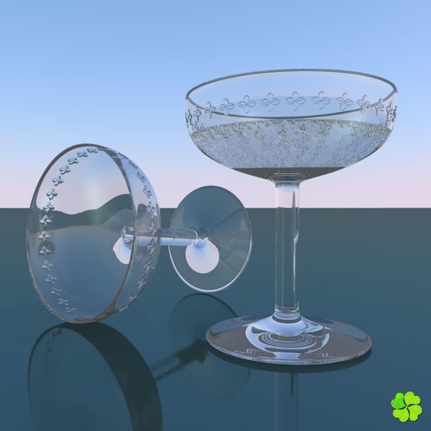 Classic glass engraved of champagne low poly Low-poly 3D model_8