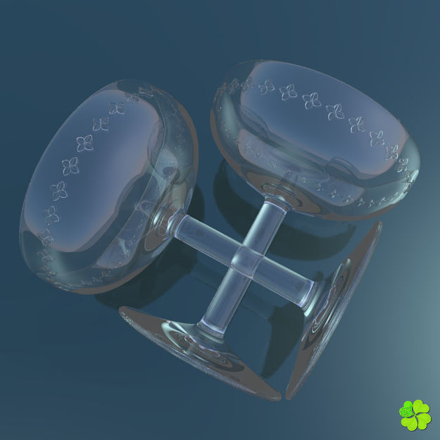 Classic glass engraved of champagne low poly Low-poly 3D model_13