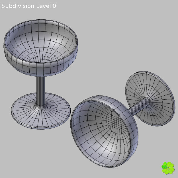 Classic glass engraved of champagne low poly Low-poly 3D model_17