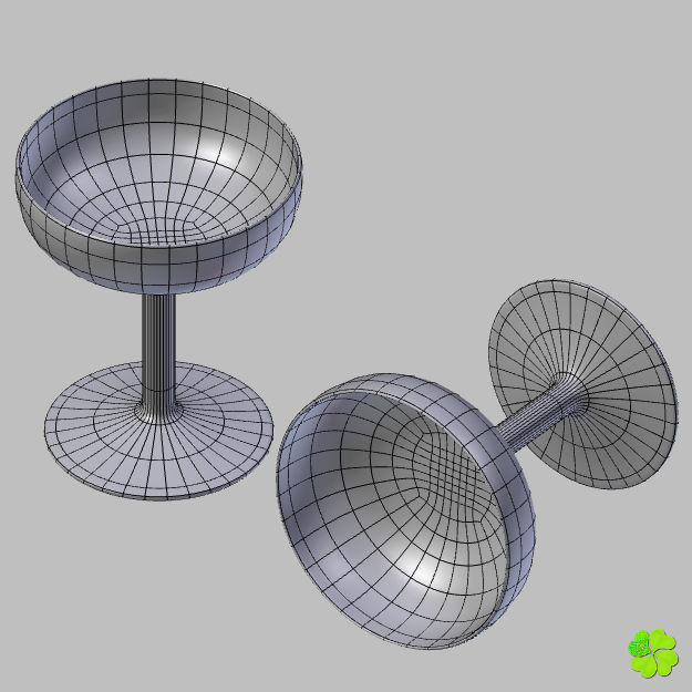 Classic glass engraved of champagne low poly Low-poly 3D model_16