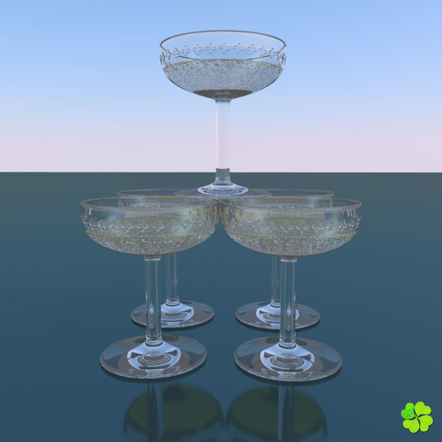 Classic glass engraved of champagne low poly Low-poly 3D model_14